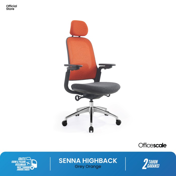 Kursi Officescale SENNA HIGHBACK GREY ORANGE CHAIR