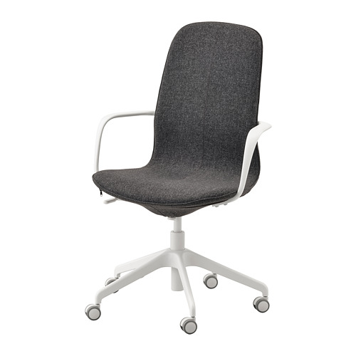 Kursi Ikea LÅNGFJÄLL Highback Armrest+Roda Abu-putih