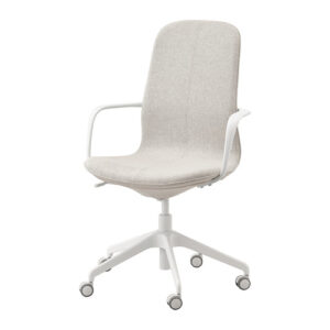 Kursi Ikea LÅNGFJÄLL Highback Armrest+Roda Krem-putih