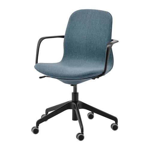 Kursi Ikea LÅNGFJÄLL With Armrest+Roda Biru-Hitam