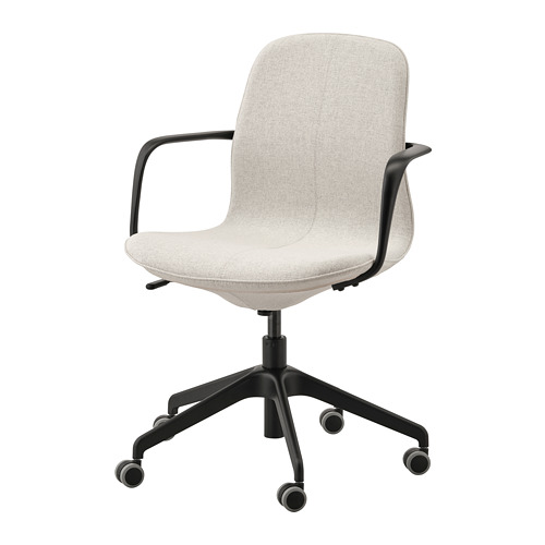 Kursi Ikea LÅNGFJÄLL With Armrest+Roda Krem-Hitam