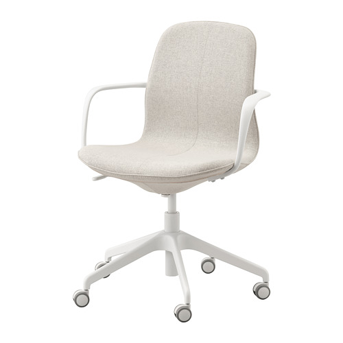 Kursi Ikea LÅNGFJÄLL With Armrest+Roda Krem-Putih