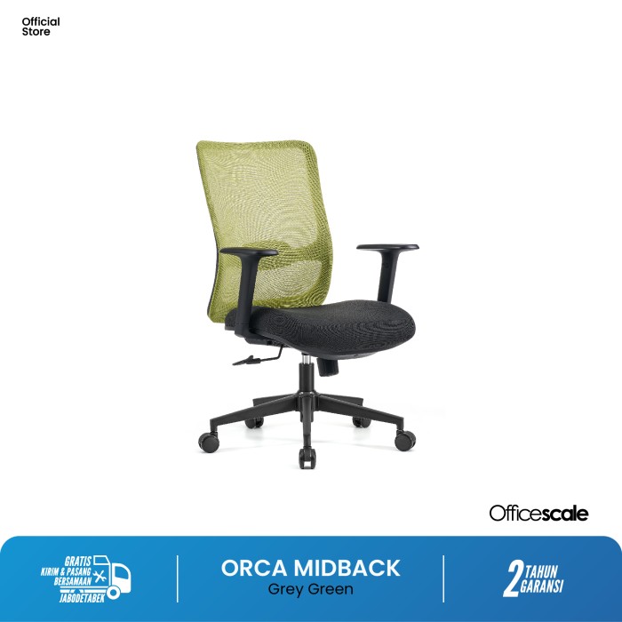 Kursi Officescale ORCA MIDBACK GREY GREEN