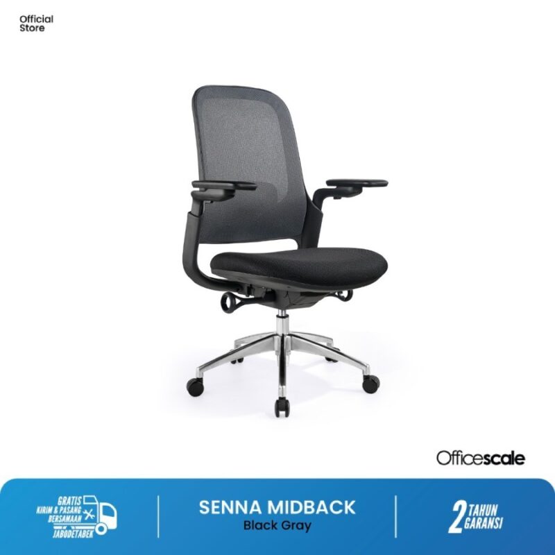 Kursi Officescale Senna MidBack Black-Grey