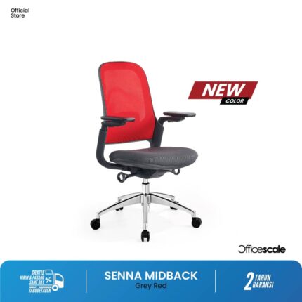 Kursi Officescale Senna MidBack Grey-red