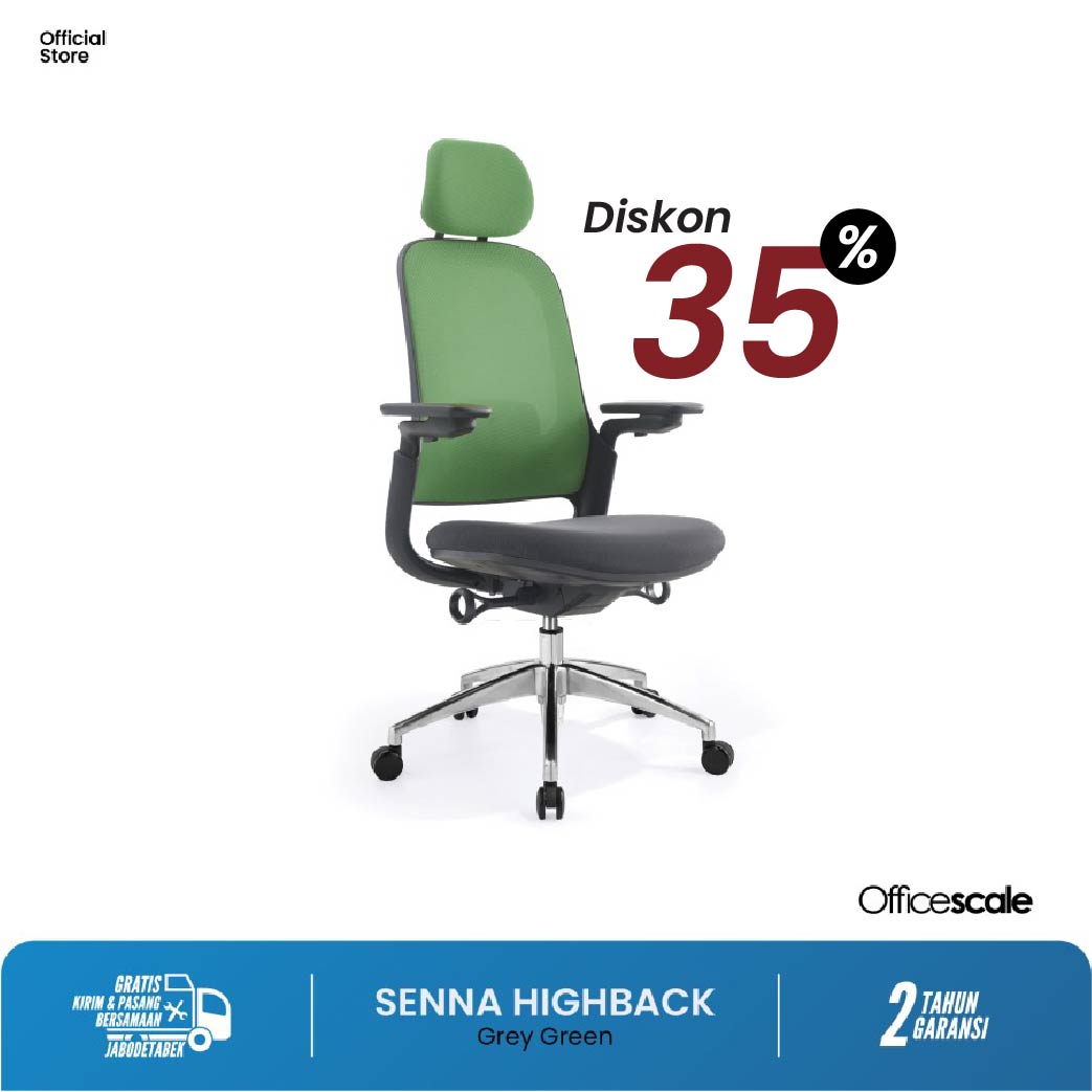 Kursi Officescale SENNA HIGHBACK GREY GREEN