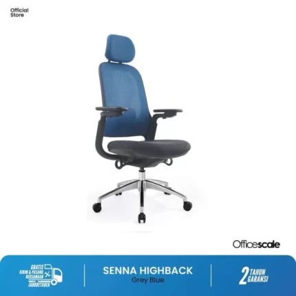 Kursi Officescale SENNA HIGHBACK GREY BLUE