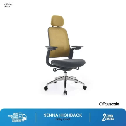 Kursi Officescale SENNA HIGHBACK GREY OLIVE