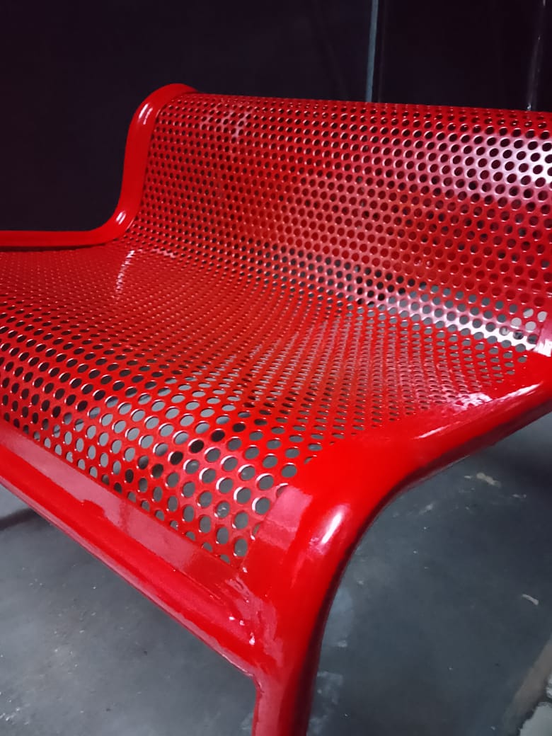 kursi cafe perforated cat powder coating